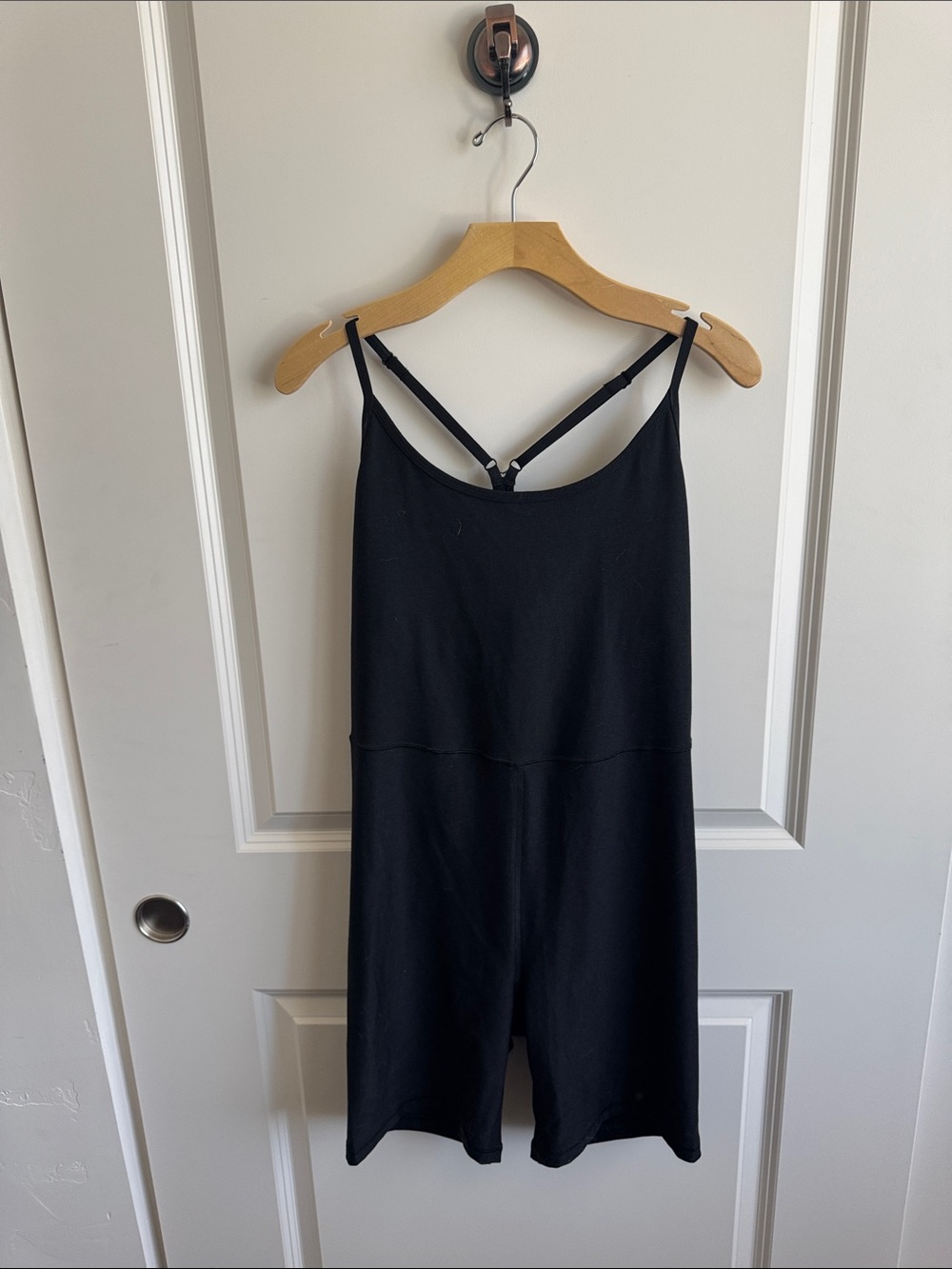 Old Navy Black Sleeveless workout Romper with Crisscross Straps